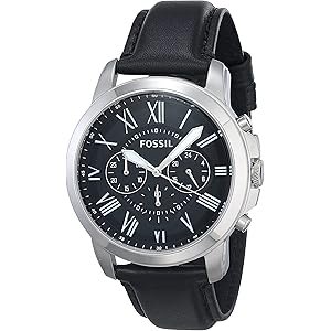 Fossil Grant Leather Belt Black Silver Watch