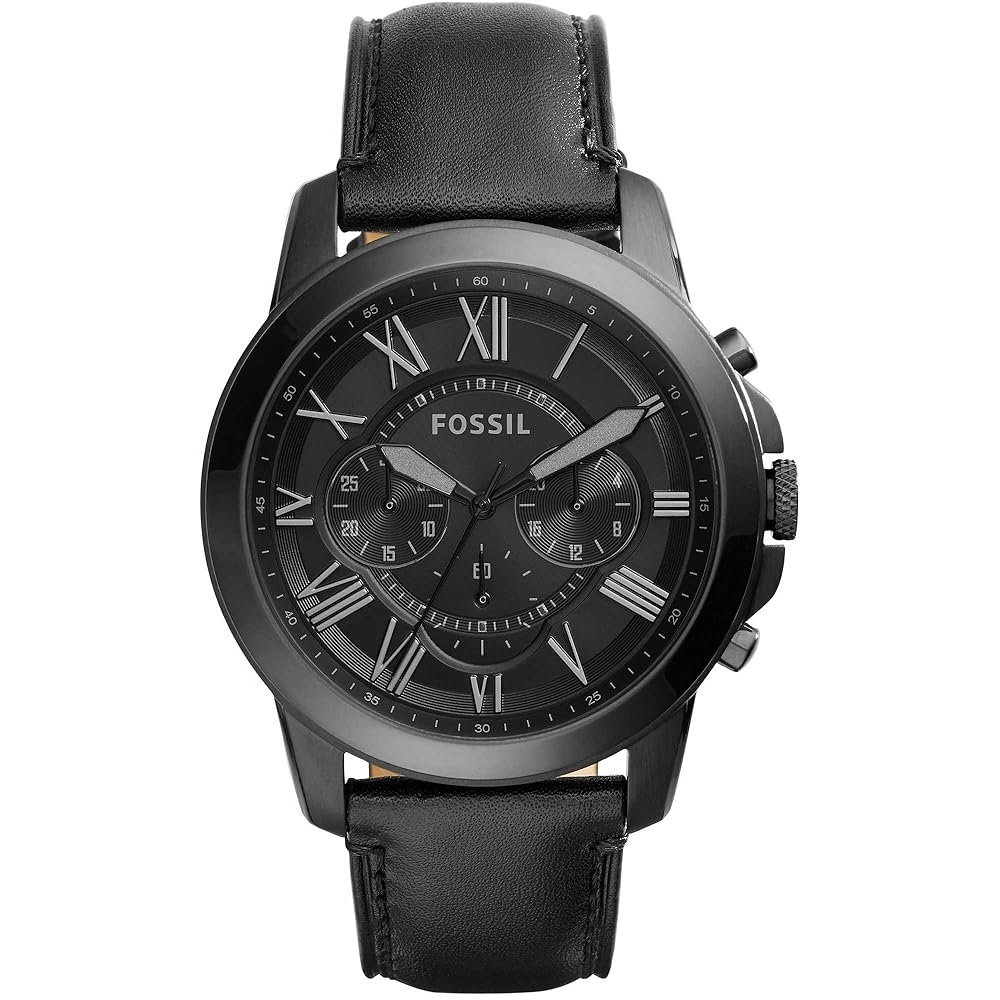 Fossil Grant Leather Belt Full Black Watch
