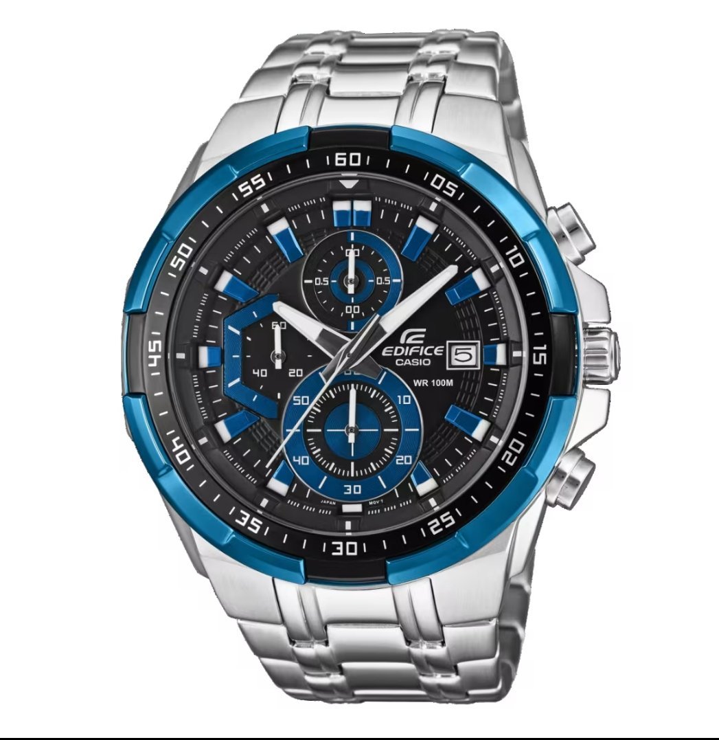 Edifice Silver Blue Metal Watch