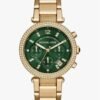 Michael Kors Women Analogue Gold Band Parker Green Dial Steel Watch MK6263