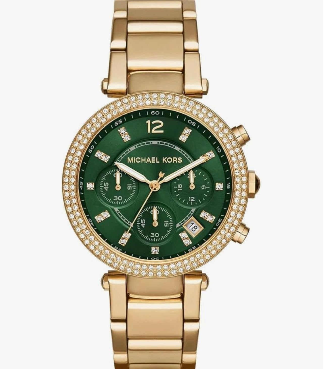 Michael Kors Women Analogue Gold Band Parker Green Dial Steel Watch MK6263