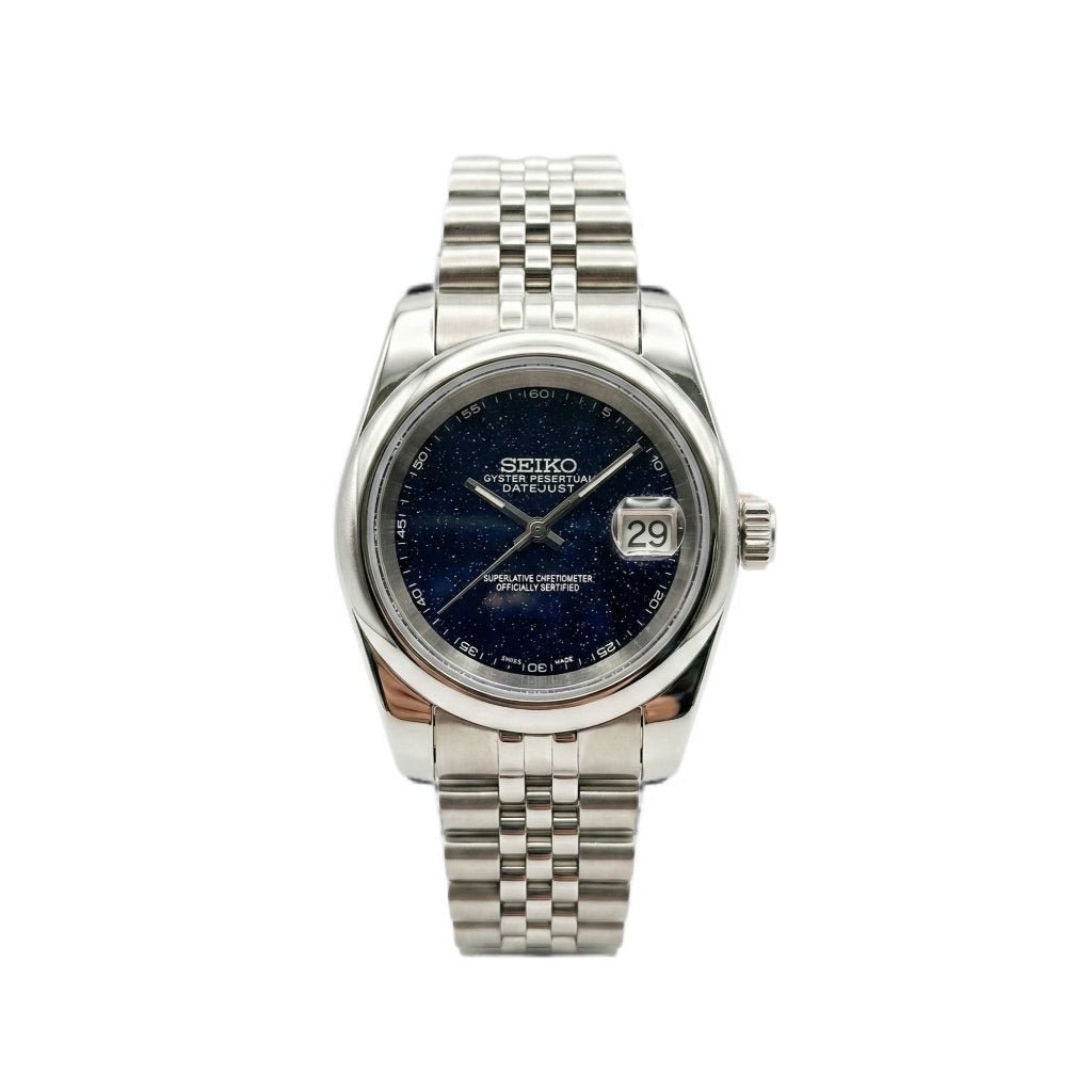 Seiko Mod Galaxy Brust Dial Curved Bezel (Dark blue)